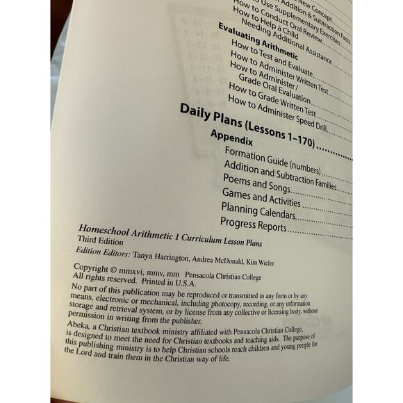 Homeschool Arithmetic 1 Curriculum Lesson Plans ABeka - Picture 6 of 6